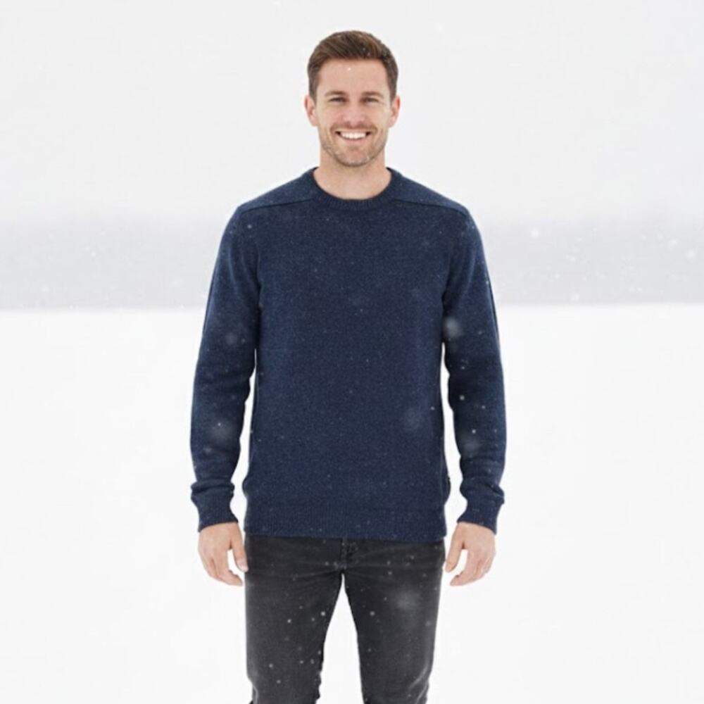 Marks & Spencer 100% Wool Sweater Crewneck Pullover Dark Blue Mens M Thermal